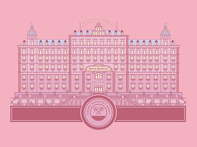 Grand Budapest Hotel – Colorized badge building color grandbudapest hotel illustration keys line lineart vector wesanderson