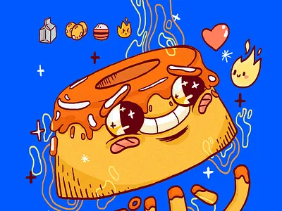 Purin battle brazil colors digital food illustration japan kawaii