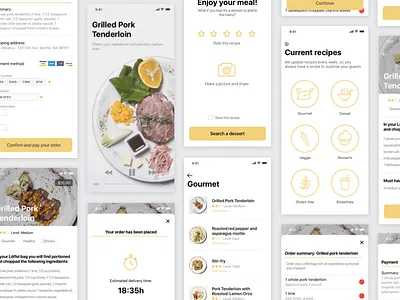 Loffel: Recipes market appdesign eat food gourmet interface kitchen recipe ui ux veggie yellow