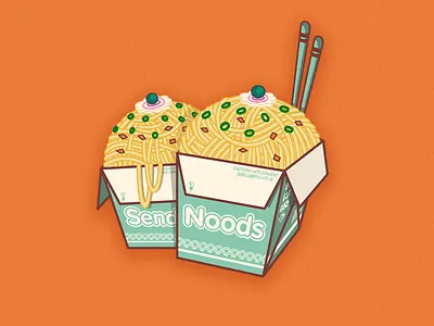 Send Noods boobs chinese food funny noodles noods orange send spaghetti sticker stickers
