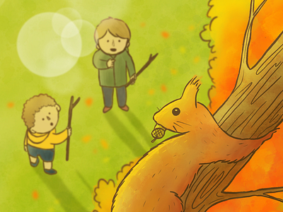 Squirrel Encounter autumn childhood illustration squirrel