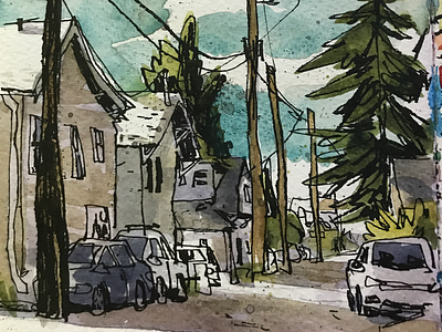 Alley illustration seattle sketchbook urban sketching watercolor