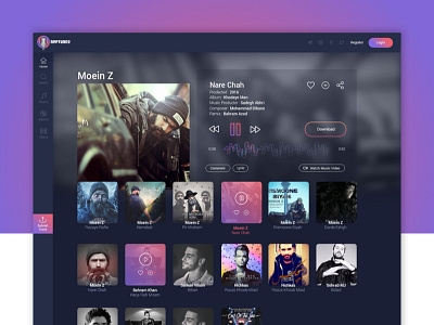 Raptunez gradient music play rap web web design