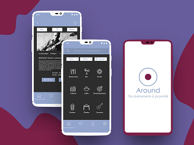 Mobile App Design - Around amusement around bar cinema creation fun mobile app movie music restaurant user experience design user interface design