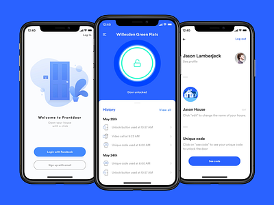 Smart Door App app color design illustration ios iphone x minimal smart smart home ui ux