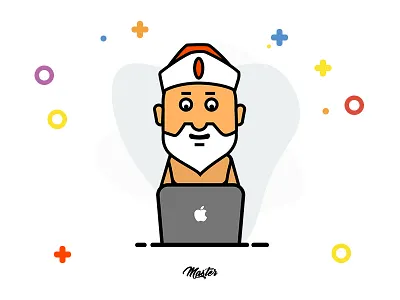The Master Illustration character design digital experience guru human illustration master powerful technology vector world