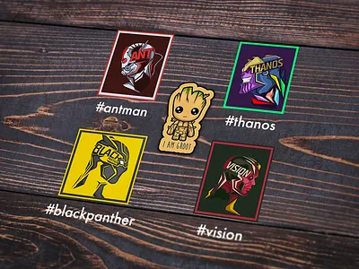 Avengers Sticker Set avengers cute design flat minimal stickers