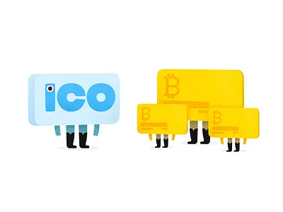 Ico & Investors bitcoin character cryptocurrency flat ico illustration vector