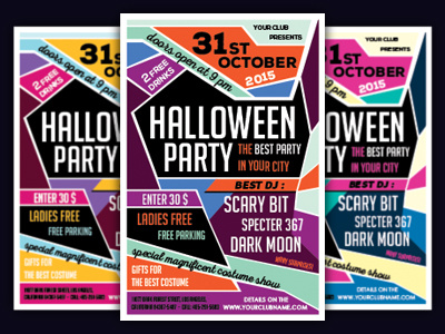 Halloween Party Flyer Template abstract abstraction colorful geometric geometry halloween october party poly polygon polygonal poster