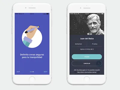 Mindme blue ilustration onboarding product profile ui