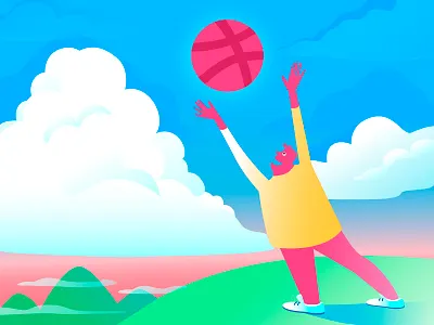 Hello Dribbble clouds debut dribbble hello landscape mountain person thanks