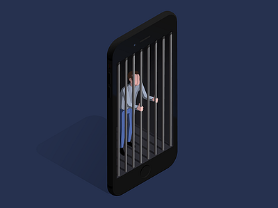 Help drawing illustration iphone isometric prisoner vector