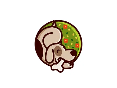 Cartoon Doggy badge brown cartoon cute dog doggy fun green logo logotype pet puppy