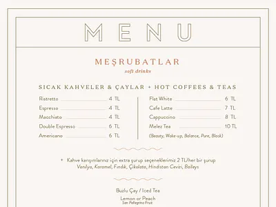 Menu Design coffee drink food istanbul layout menu menu design minimal tea type typography