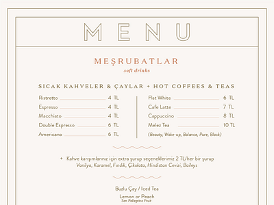 Menu Design coffee drink food istanbul layout menu menu design minimal tea type typography