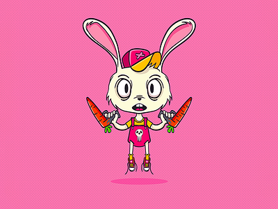 Rabbit Gangster badass carrot gun carrots character cool cute gangster guns illustration mascot rabbit