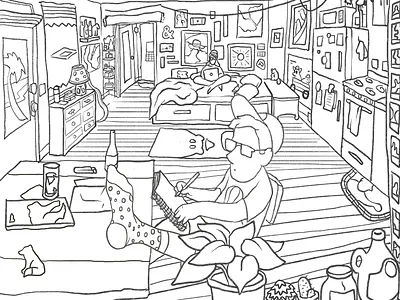 299 Adelphi St. #302 apartment art drawing graphic illustration line line art photoshop raster room socks studio
