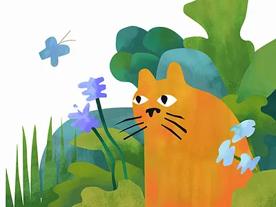 Jungle Cat cat cut paper eric carle graphic illustration illustrator jungle leaves photoshop plants texture vector