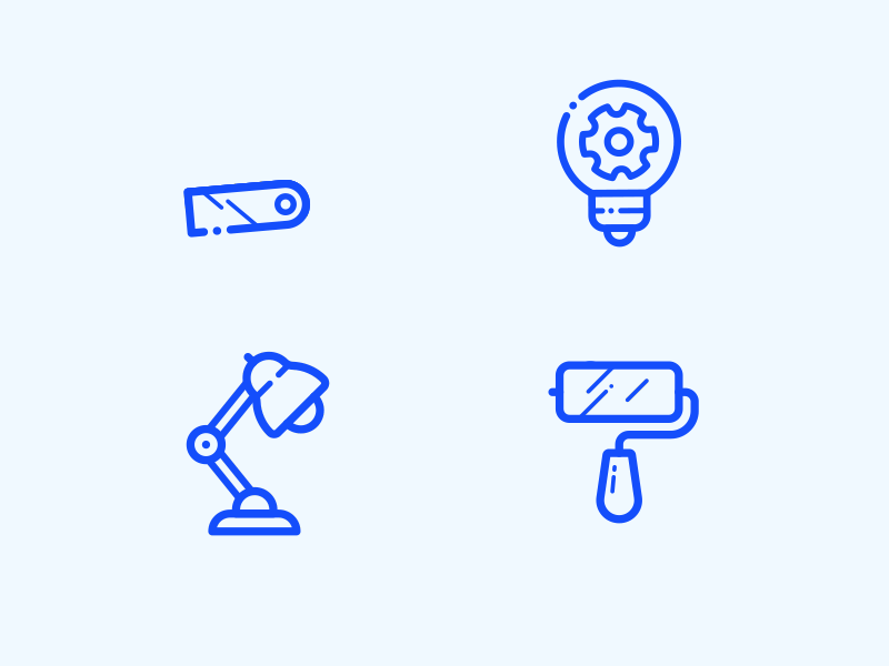 Design Pattern animation blue color design icon illustration lamp lightbulb motion pattern roller vector