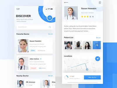 Finding Doctor apps blue design designer dribbble gradient healthy iphone minimalist mobile theme trending white