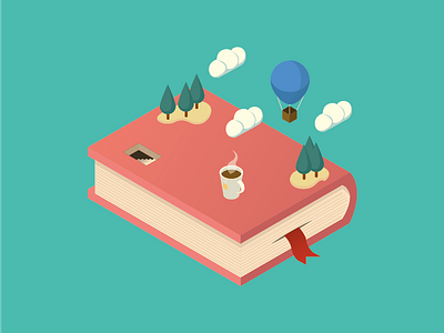 Adventures adventure book cloud green imagination isometric tea tree