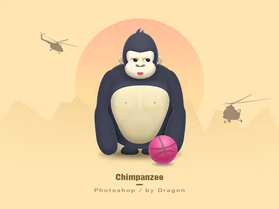 Chimpanzee art illustration ui photoshop
