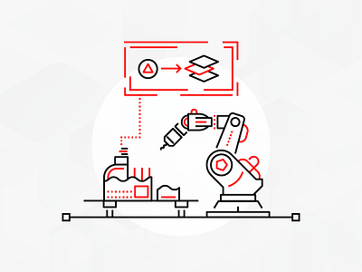 Dead Robot data viz illustration jargon line art manufacturing robot