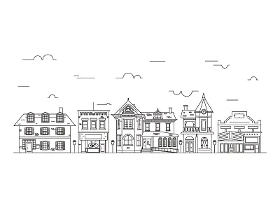Zelienople home house illustration line art street town