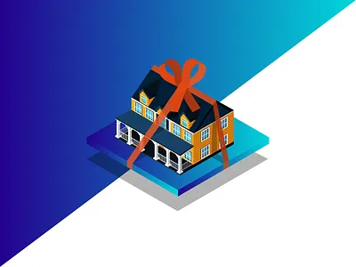 A house for a gift gift gradient home house isometric present realestate