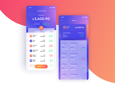 Crypto Wallet bank bitcoin coinmarketcap crypto finance iphonex portfolio ui ux wallet