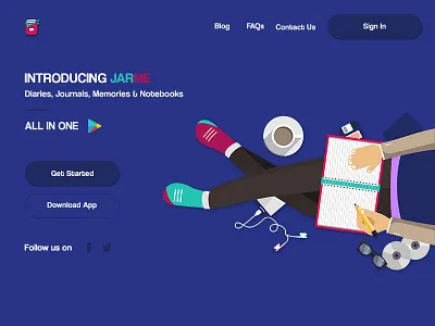 Jarme App android colorful diary jarme journal landing page mobile notebook web