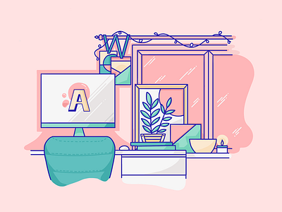 Table cute illustration procreate room setup ui work