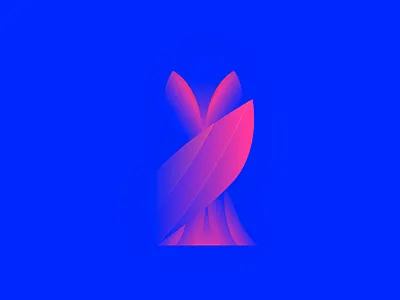 The Majestic Owl bird blue purple eye gradient logo grid logo mark owl shield