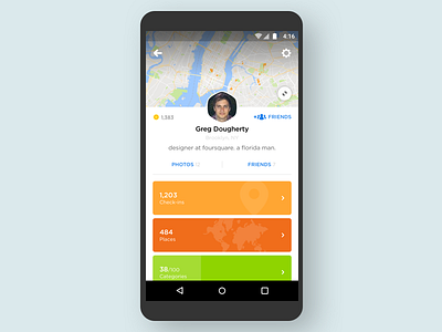 Swarm - Profile android foursquare location map profile social statistics stats swarm ui ux