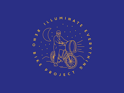 Illuminate Everything badge black rock city brooklyn burning man chicago cycle illustration linework nevada nyc reno