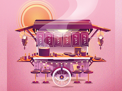 Street Ramen cart daily practice food art food illustration noodles philippines pink ramen street street style vector vector art