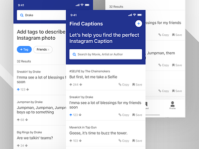 Find Captions concept mobile sketch ui