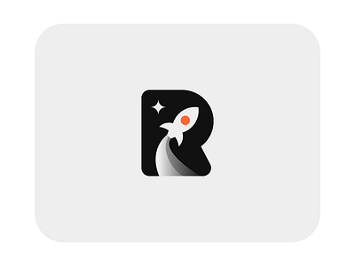 Rocket negative space logo r logo r mark rocket logo rocket r monogram space logo