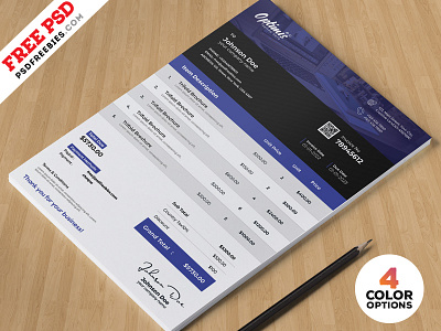 A4 Invoice Design Template PSD Bundle a4 invoice bill business invoice free psd invoice invoice design page photoshop price print template