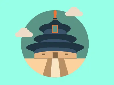 Temple Of Heaven - Icon Illustration animation architecture badge blue building color design graphic icon illustration temple vector