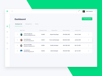 Company Dashboard beauty clean dashboard design green simple table ui ux