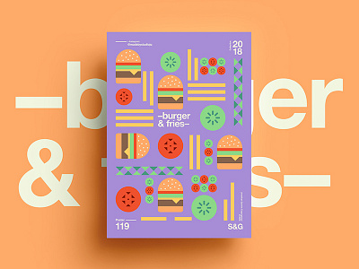 –burger&fries– 2018 abstract art color design digitalart foodie skillshare swiss tutorial type typography