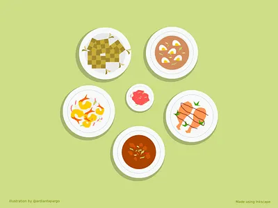 Masakan Lebaran flat design food illustration indonesian lebaran