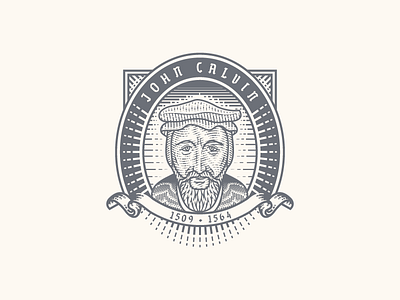 John Calvin Exploration pt. II badge engraving illustration logo