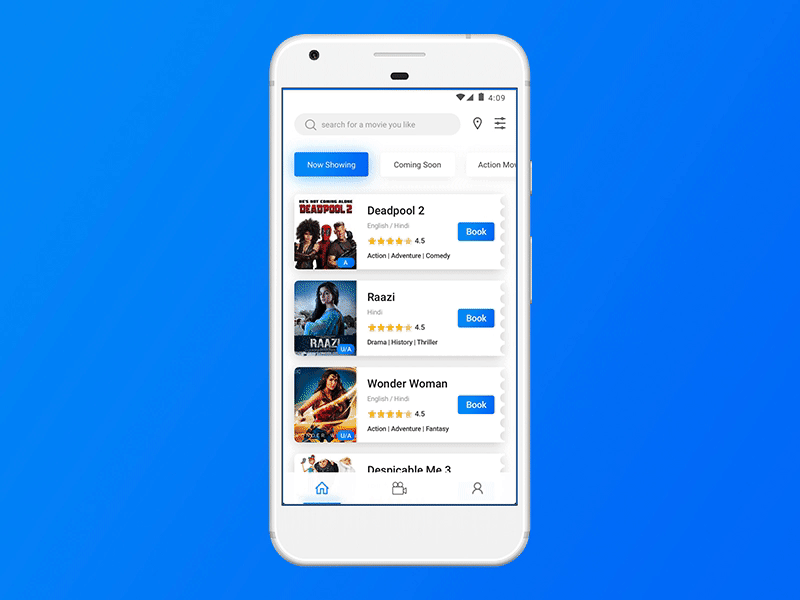 Movie Ticket Booking App Flow application daily ui gif mobile app movie ticket movie ticket app movie ticket gif movies ticket app ticket gif tickets