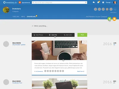 Investment platform timeline design flatdesign investment post social timeline ui web webdesign