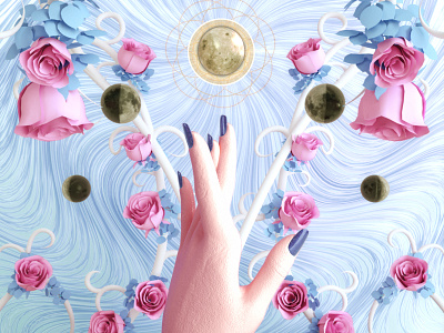 "Five of Cups " 3d arcana c4d cgi major octane pastel pink tarot