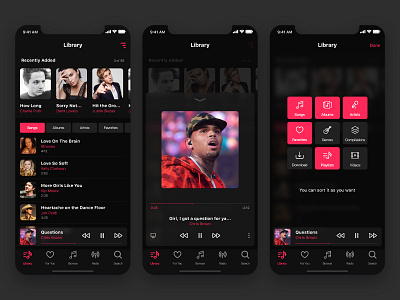 Apple Music Player - Black Theme Concept apple ios music player ui