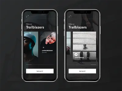 Onboarding Page 02 dark theme mobile onboarding sign up social social platform trailblazers ui ui ux visual