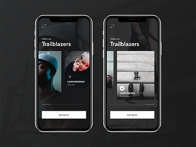 Onboarding Page 02 dark theme mobile onboarding sign up social social platform trailblazers ui ui ux visual